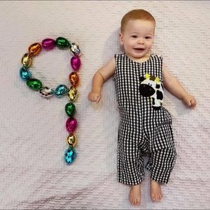 Black Gingham Cow Overalls